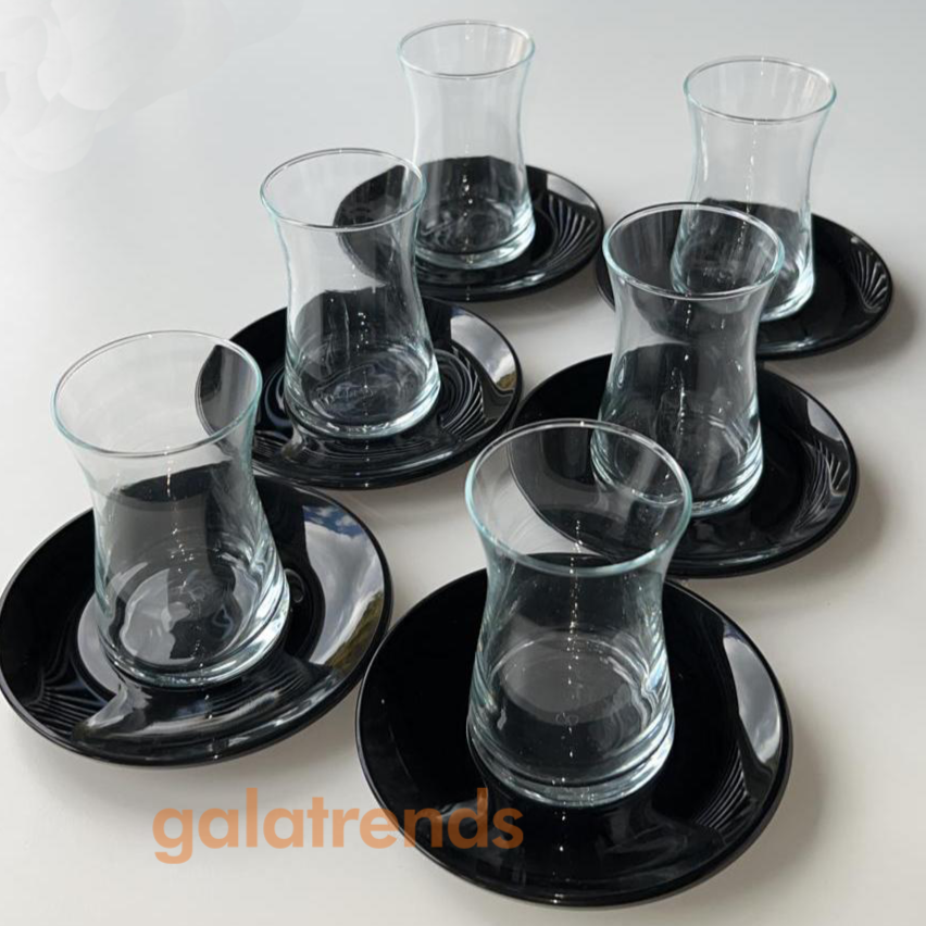 Paşabahçe 6 Piece Heybeli Tea Set Black