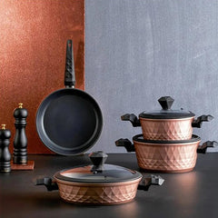 Elegant 7-Piece Granite Cookware Set in Rose Gold - Black Gold Non-Stick  Pots