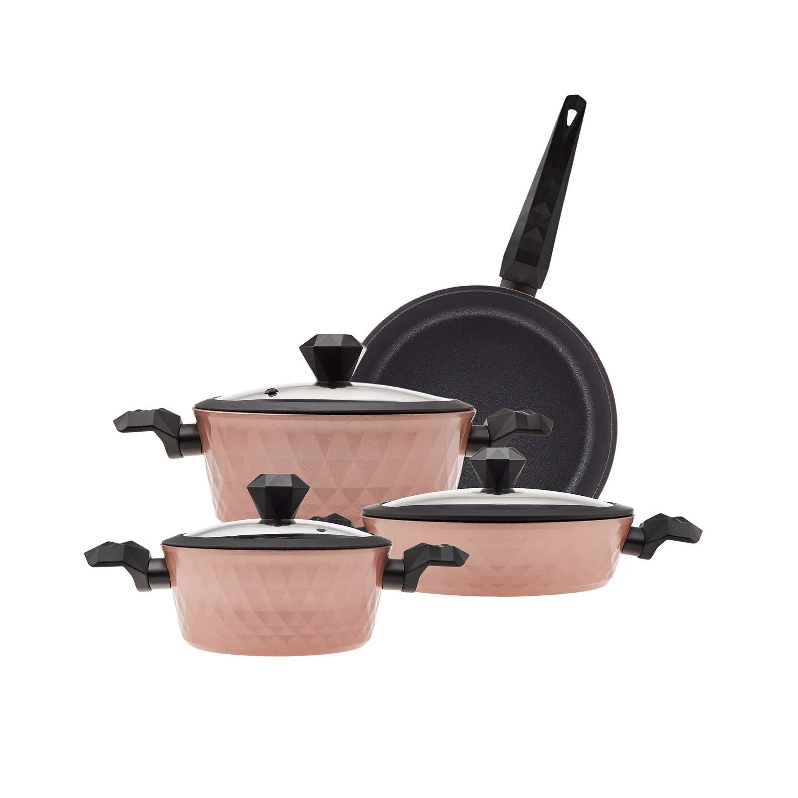 7 Piece Golden Pink Granite Cookware Set