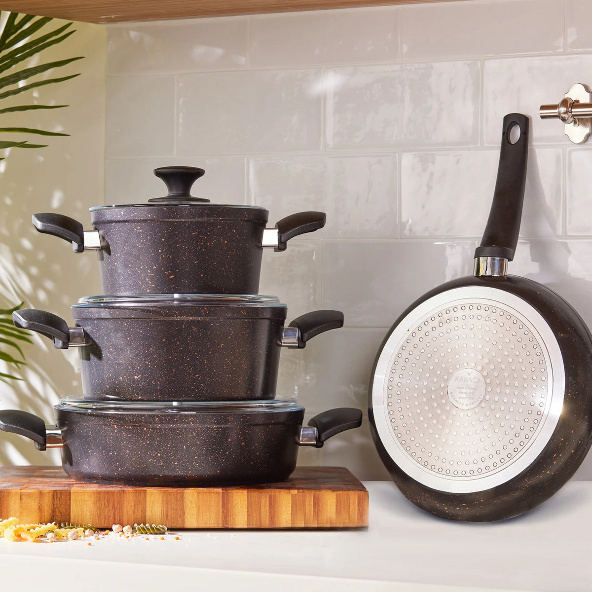 Karaca Stainless Steel Induction Cookware Set, 10 Piece, Rose Gold